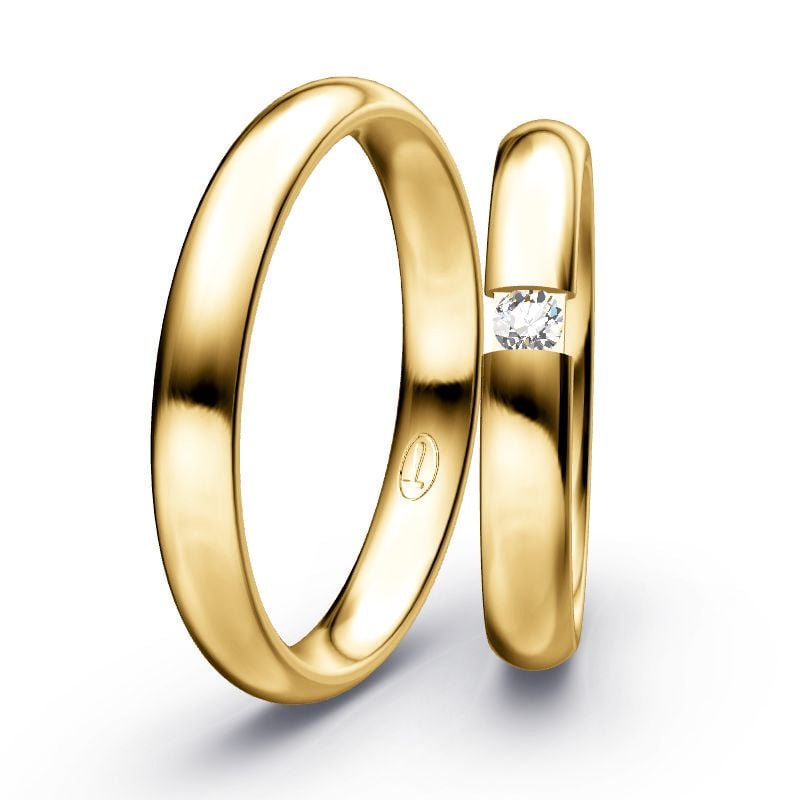 Juwelier Knappe moderne Eheringe in Bicolor mit Baumrindeoberfläche und Brillanten